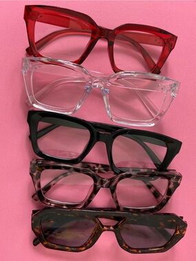 Set of 5 Glasses Bundle Eyewear Red Clear Black Tortoise Leopard Glasses